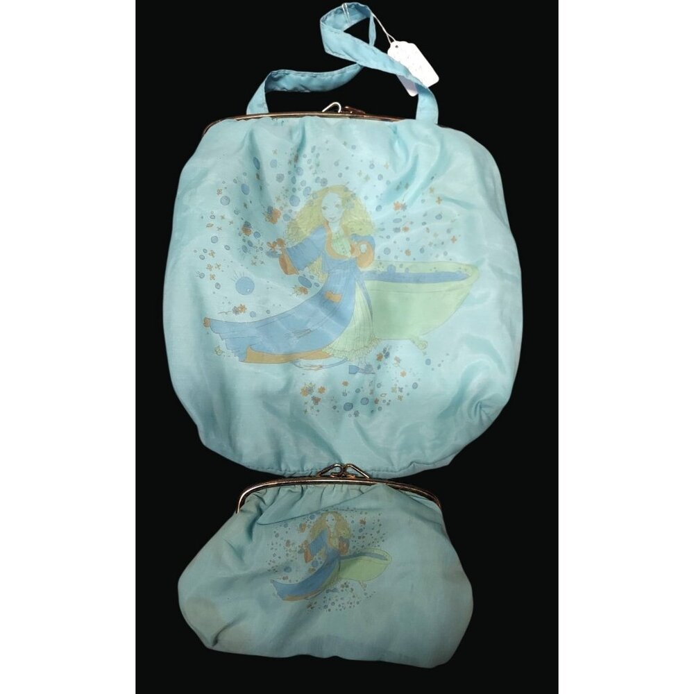 Vintage Light Blue Shoulder Bag and Matching Coin Purse XXD
